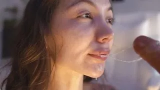 hd cute doll with big eyes swallows big dildo and chokes on it in drool! deepthroat drooling blowjob