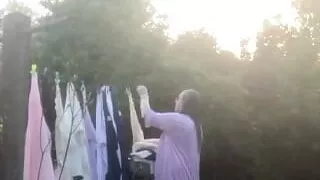 Collecting the bottoms of dresses in nightie and undressed