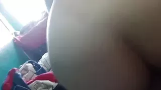 Reverse cowgirl makes her stepbrother cum until he cums and fills her pussy