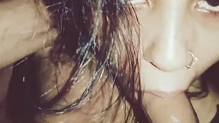 Latika blowjob and cum in mouth