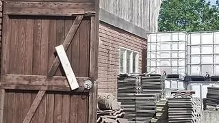 Nude working slave outdoor