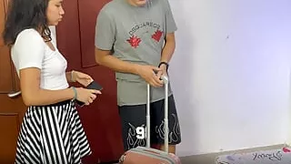 My little stepsister arrives from her summer camp and I receive her with the best fuck of her life