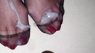 Nylon feet Cumshot compilation #3
