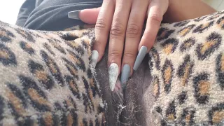 Ebony Bbw Playing With Pussy Outside Trying Not To Get Caught