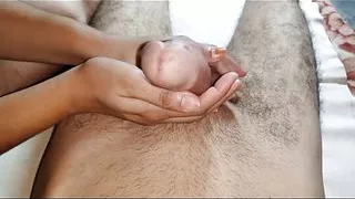 Girlfriend play with cock and enjoy