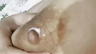 I love to spank my big tits, all milky