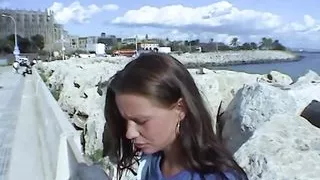 Slut Janien picked up on the beach