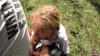 Double Blowjob In The Woods From Slutty