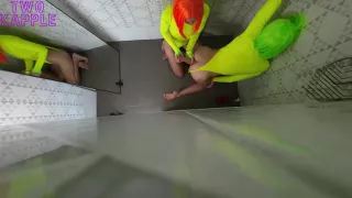 Surveillance Camera In The Shower Of A Family Of Sissies