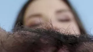 Juliette march rocks her hairy pussy to oragasm