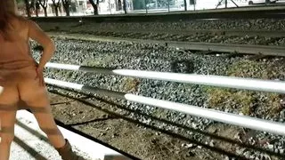 girl walks in a short dress without panties down the street and fucks a stranger in public in front of onlookers