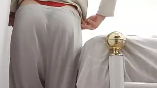 Bottle plugged on young sissy young ass