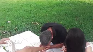 Outdoor foot licking party