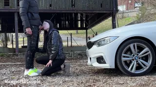 Risky Public Sex At Parking Lot With Cum Swallow