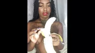 Ebony Pearl Masturbation with Banana