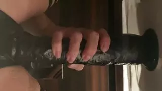 Blonde milf 12 inch bbc dildo