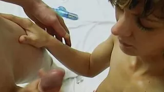 A slim German lady gets smashed by two hard rods