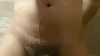 Big uncut cock in the shower