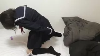 A cute girl is instructed by her boyfriend to masturbate over the phone.