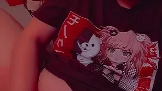 Goth girl plays with her fat tight pussy