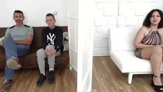 Thriple threat at our blind date: Young Lily Morena will have to pick 1 dude to fuck!