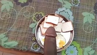Morning Breakfast Stream Bread, Egg With Hot Big Cock.