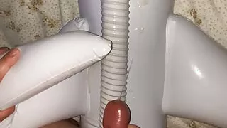 Small Penis Cumming On Inflatable Airplane Doll And Vacuum Cleaner Hose