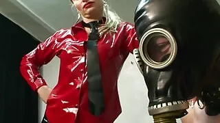 Hot Dominas spank and fuck slaves