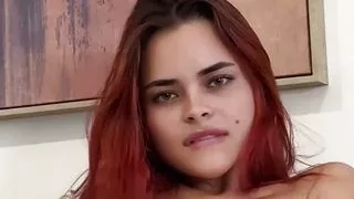 Sexy Red Head Latina In Booty Shorts Masturbates Vibrator For The First Time - Wendy Smiles