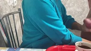 Stepmom drinks coffee with stepson's sperm massive cumshot taboo fetish