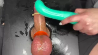 Cock Torture With Pin Wheel Cbt Oiled Bound Cock