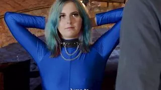 Blue Haired Teen Punished by a Stranger Guy