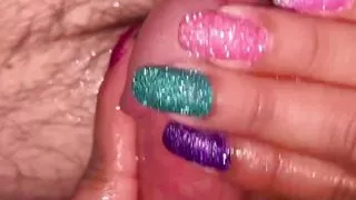 Sparkle  nail handjob