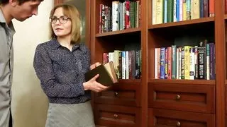 Cum Hungry Milf Judith Angel Seduces Her Younger Man in The Library with A Peek up Her Miniskirt