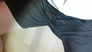 Flash and Playing with Cock on the Floor