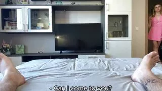 Hot stepsister paid with sex for a foot massage and I cum in her mouth.