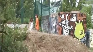 Hot German teen with an amazing curvy body gets screwed in the park