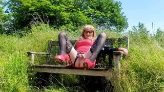 Tranny Dildoing Ass on Public Bench