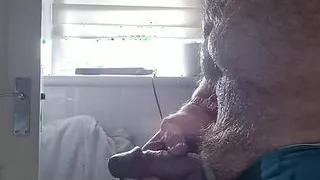 Pissing my blue Hugo Boss pants