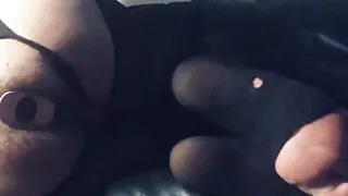 Anal dildo play showing soles