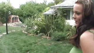 Hot lesbian teens toy with each others pussies outside by the pool