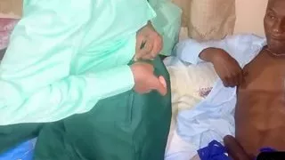 Sucking two black cocks