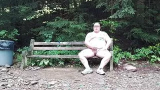Jerking off on a park bench
