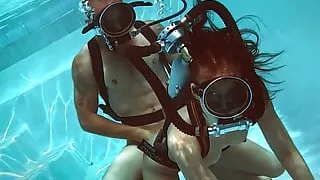 Minnie Manga eats huge cock underwater