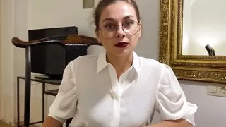 Don't cum on my skirt - Lustful teacher fucks student