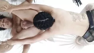 pegging her lover until he cums tongue in her ass