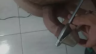 Soft dick being kneaded hard by the wringer