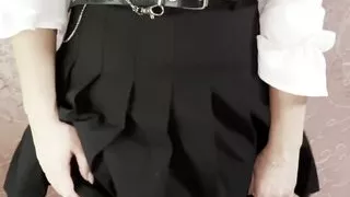 Stepbrother rubs his stepsister's pussy and cums on her pussy and panties