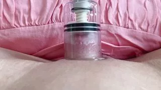 Pump on my clit and pink pussy! My clit got swollen and pulsating, I need someone to lick it