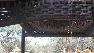 Grandpa pissing behind the barn